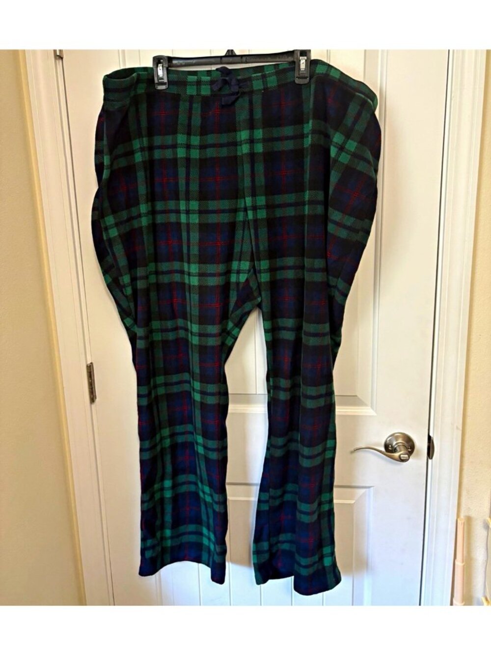 Old Navy Men’s Fleece Plaid Pajama Pants Drawstring- Size 3X Green Blue 48 x 32